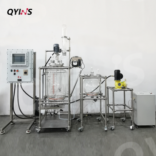 PLC防爆玻璃固相合成釜 固液分离过滤釜 100L