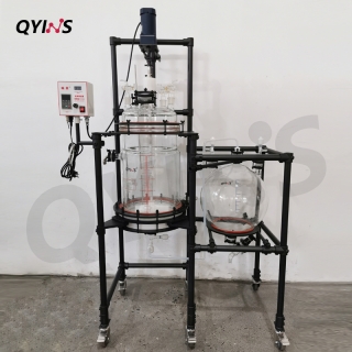 特氟龙框架夹套全包 30L玻璃固液分离过滤釜