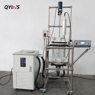 超声波双层玻璃反应釜 配控温反应浴 10L、20L、30L、50L