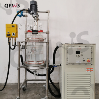 新款螺纹口玻璃固相反应釜 过滤反应釜 夹套全包防爆20L