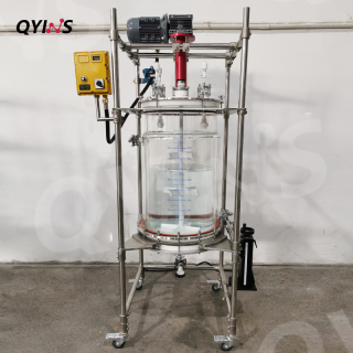加大法兰夹套全包玻璃固相合成釜 过滤釜100L