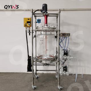 半自动进出料玻璃固相合成釜100L 实验室反应釜